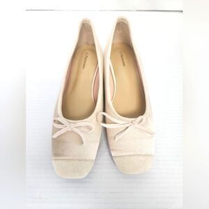 C. Paravano Ballet Bowknot Flats Champange Womens 42(11.5) NWOT Balletcore